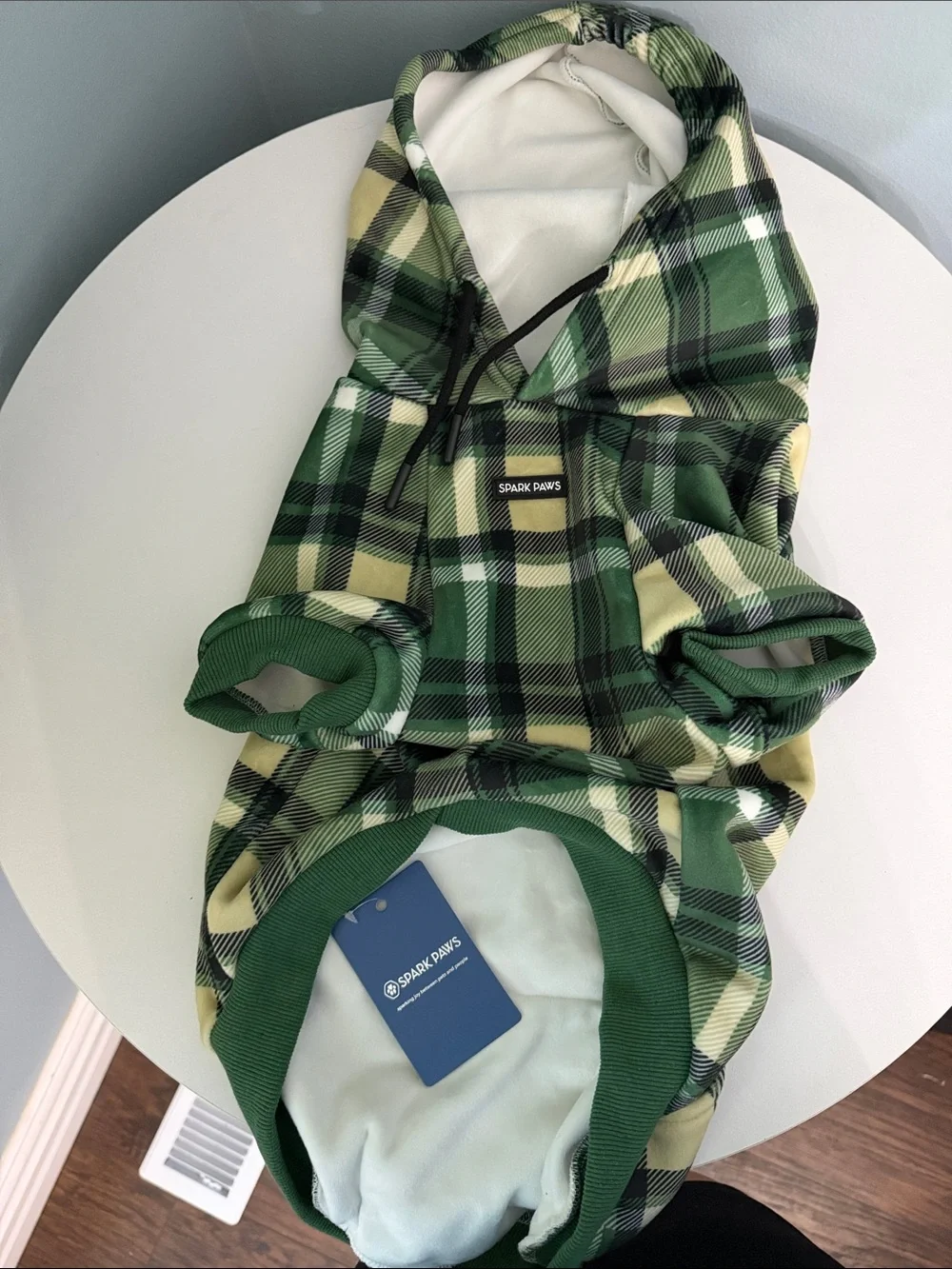 Spark Paws Green Plaid Dog Hoodie